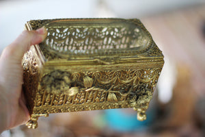 Antique Rare Floral Jewelry Box