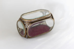 Vintage French Ormolu Filigree Jewelry Box