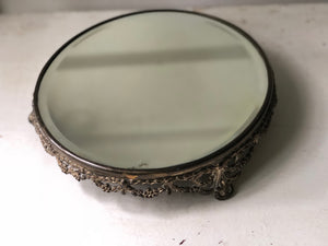 Antique Rounded Filigree Mirror Tray