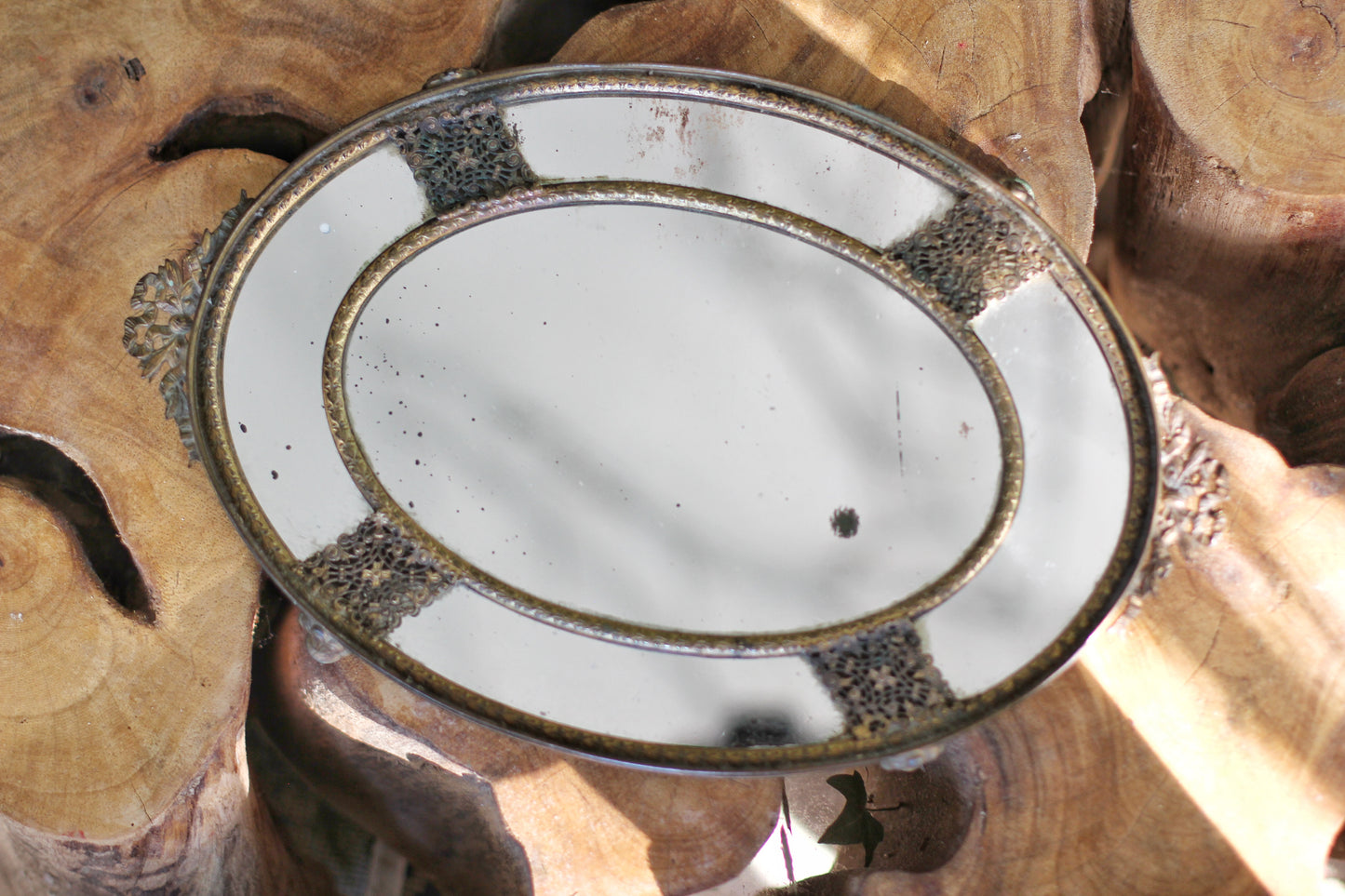 Antique Distressed French Victorian Mirror Tray