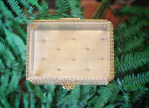 Vintage Tufted Glass Jewelry Box