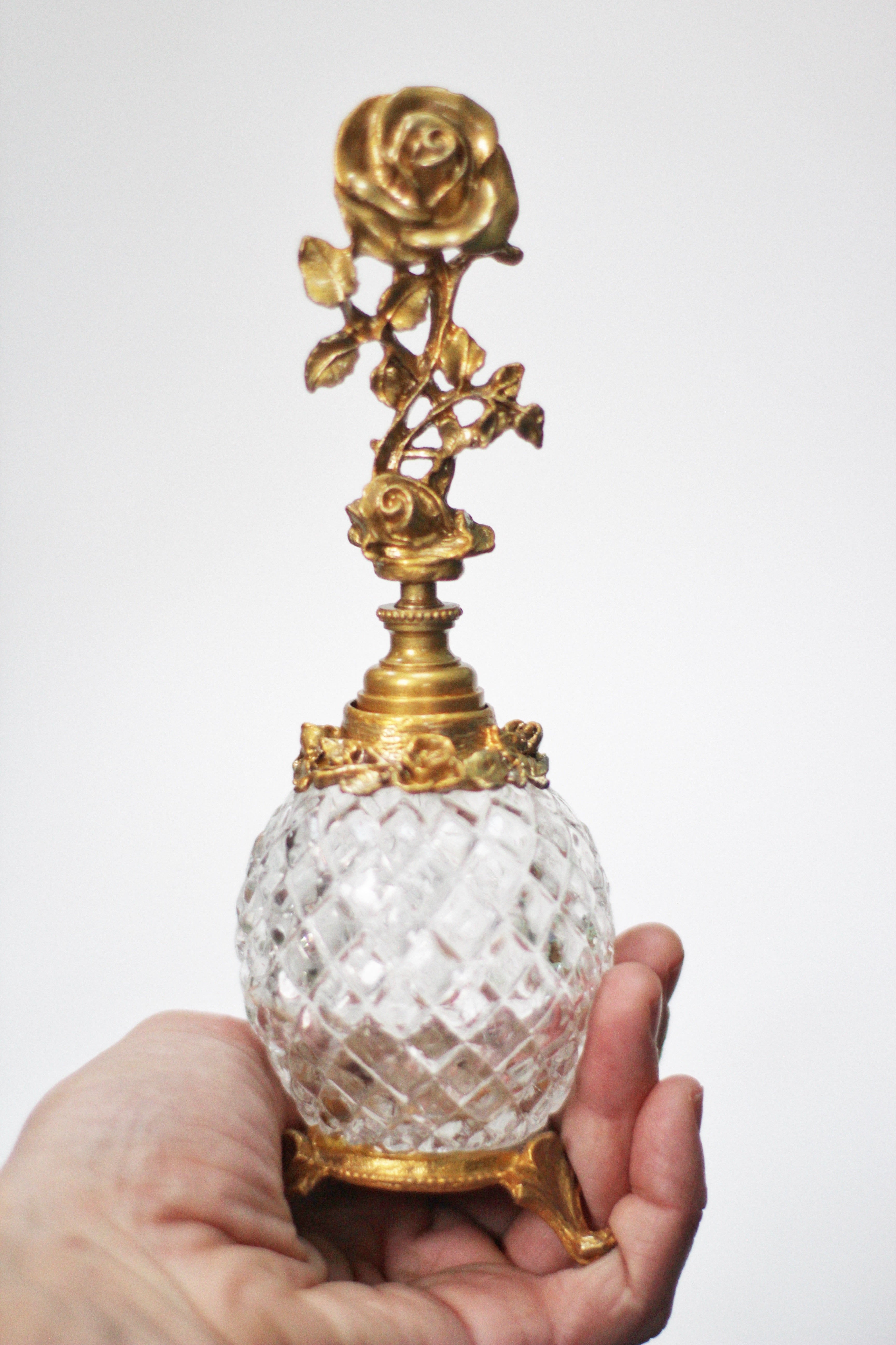 Antique Stylebuilt Tall Rose Perfume Bottle