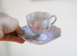Antique Floral Pink Purple Tea Cup