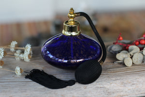 Antique Blue Bronze Murano Long Automizer Perfume Bottle