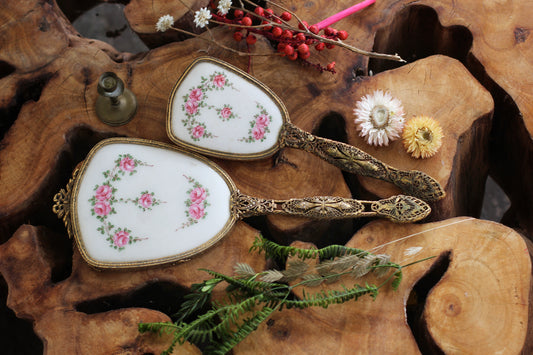 Antique Guilloche Roses Vanity Set