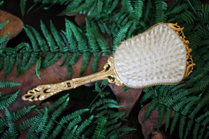 Antique Lily of the Valley Floral Gold Hair Brush