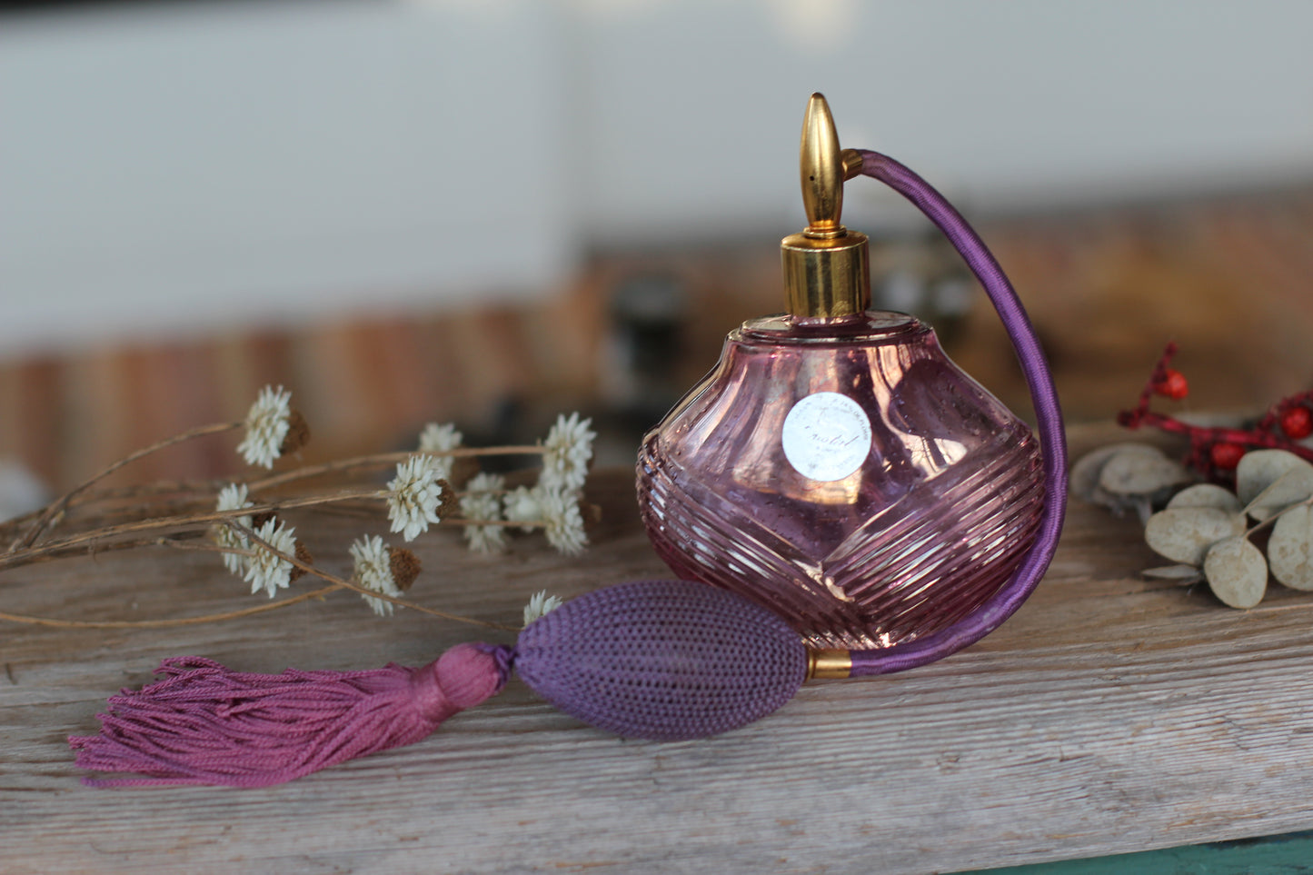 Antique Purple Long Spray Automizer Perfume Bottle