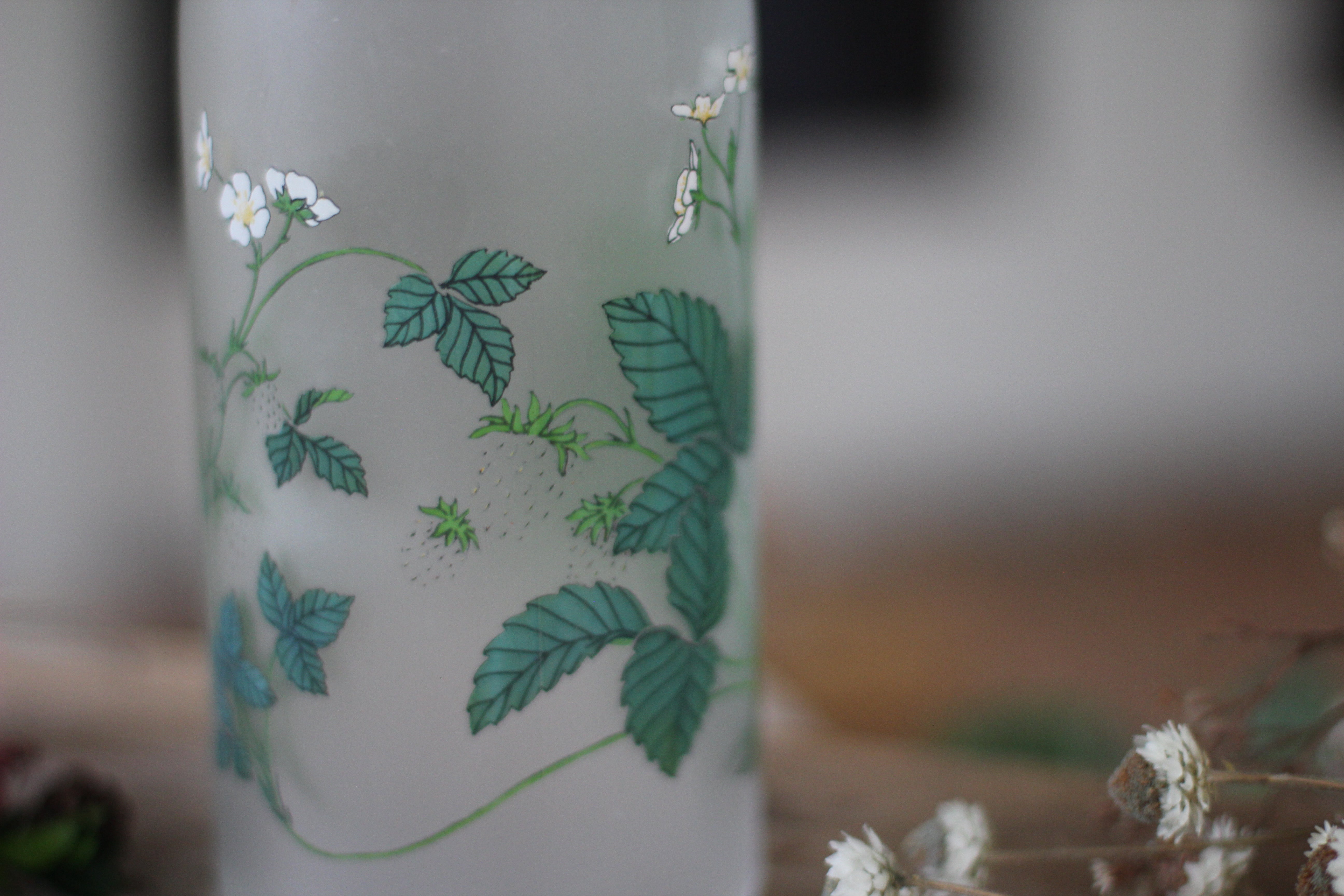 Vintage Hand Painted Floral Leaves Bottle Vase