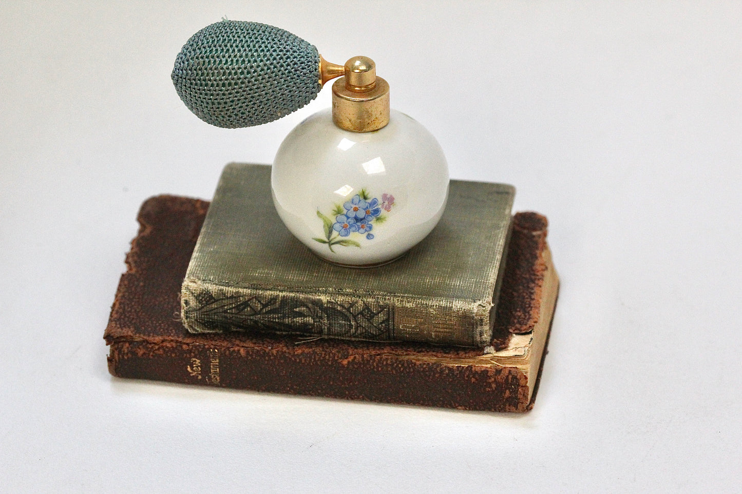 Antique Floral Porcelain Forget-me-not Perfume Bottle