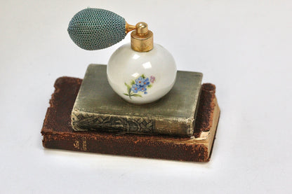 Antique Floral Porcelain Forget-me-not Perfume Bottle