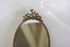 Antique Miniature Birds Mirror Tray