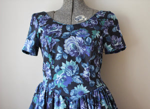 Blue Floral Tulle Laura Ashley Cocktail Dress