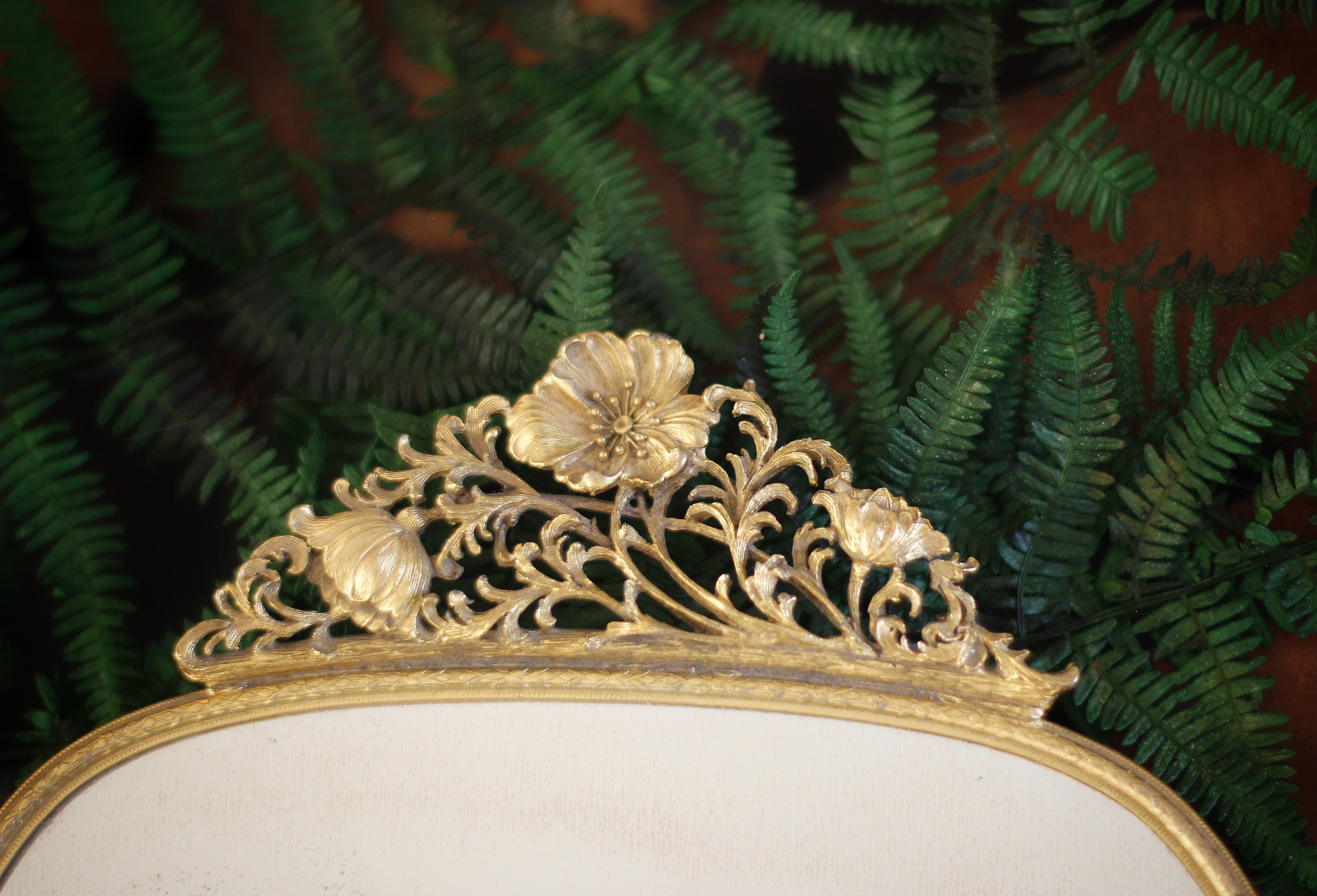 Antique Floral Dogwood Matson Mirror Tray