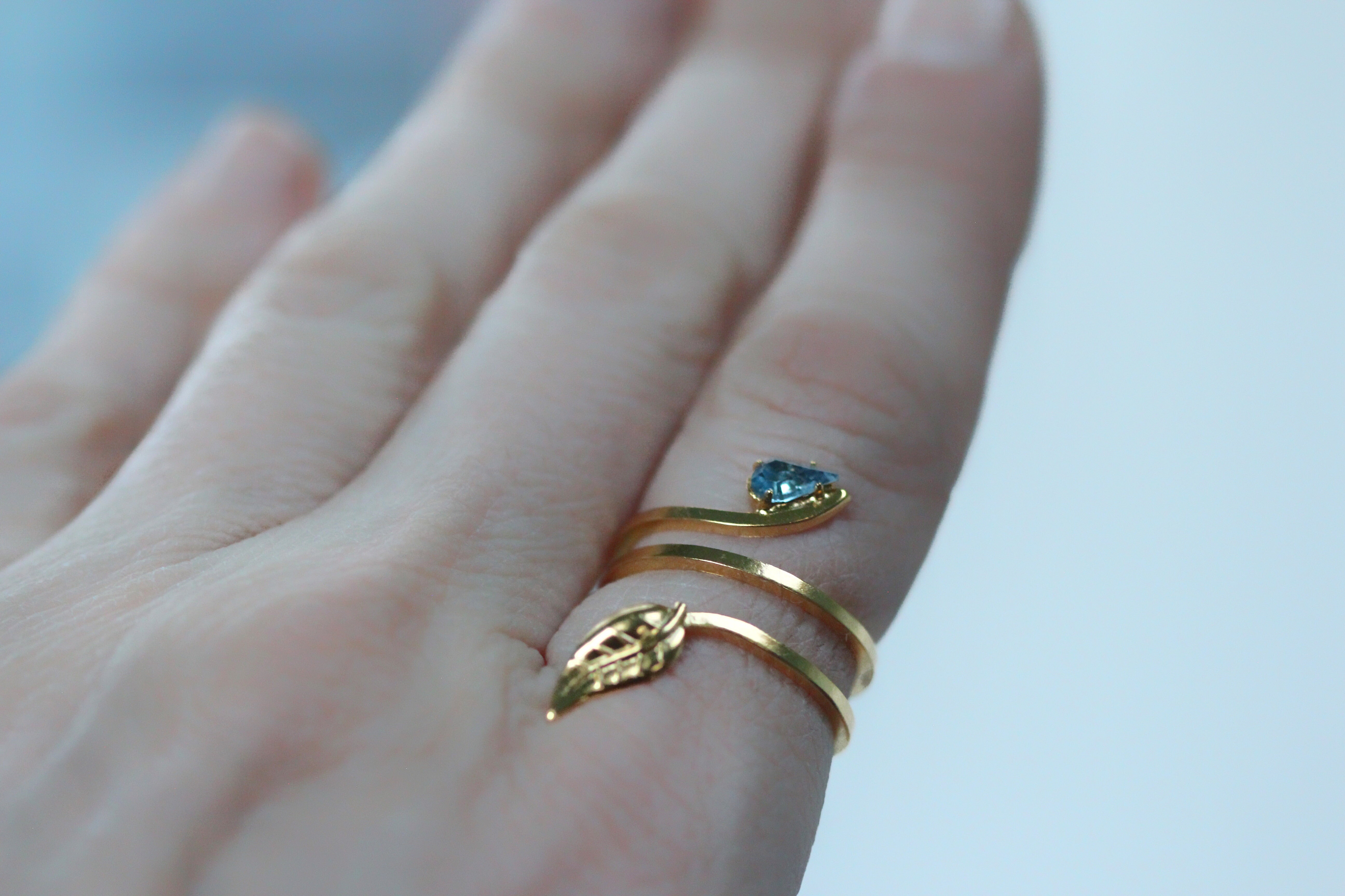 Preorder*** Growing Leaf Blue Crystal Ring