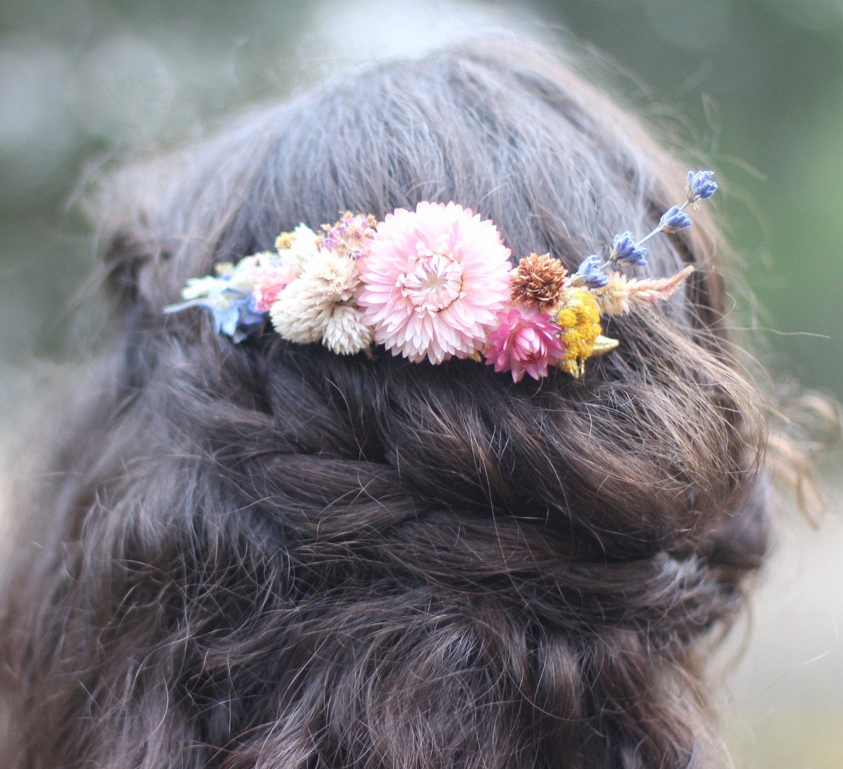 Preorder * Rustic Dried Flowers Hair Comb