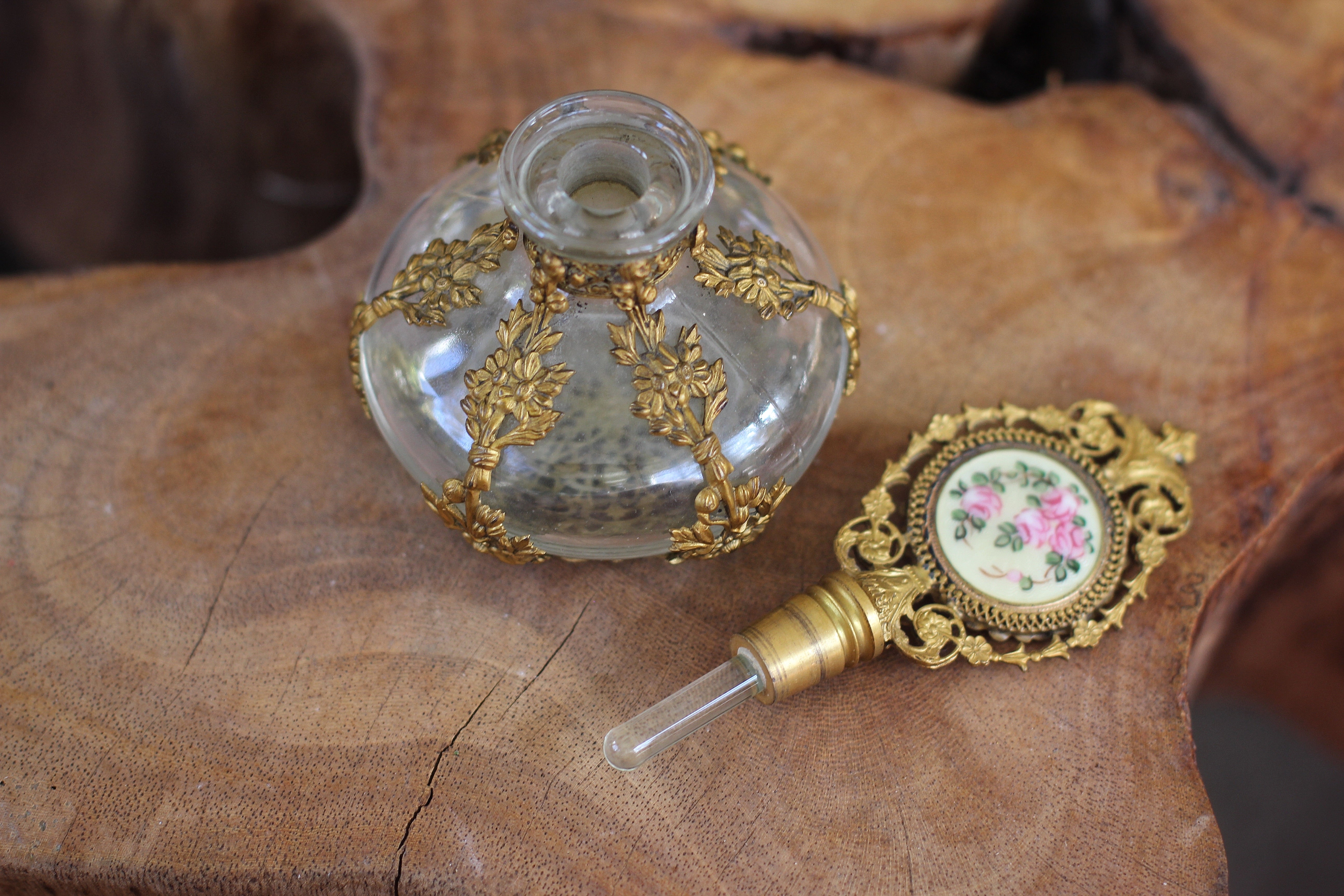 Antique Floral Perfume Bottle