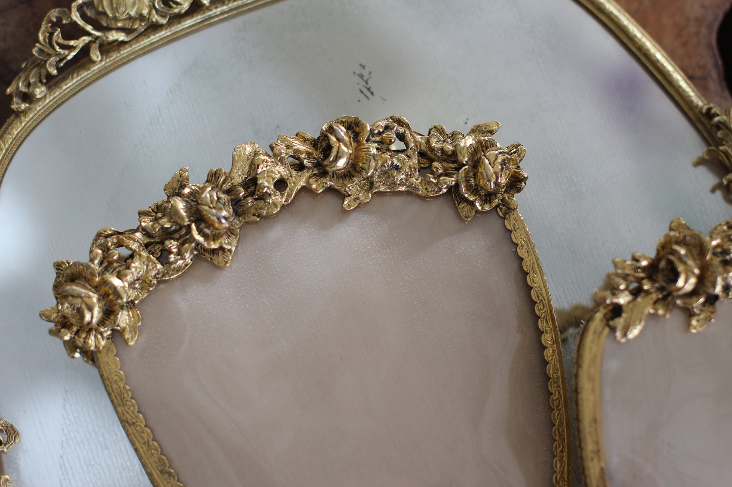 Antique Rare Floral Roses Vanity Set