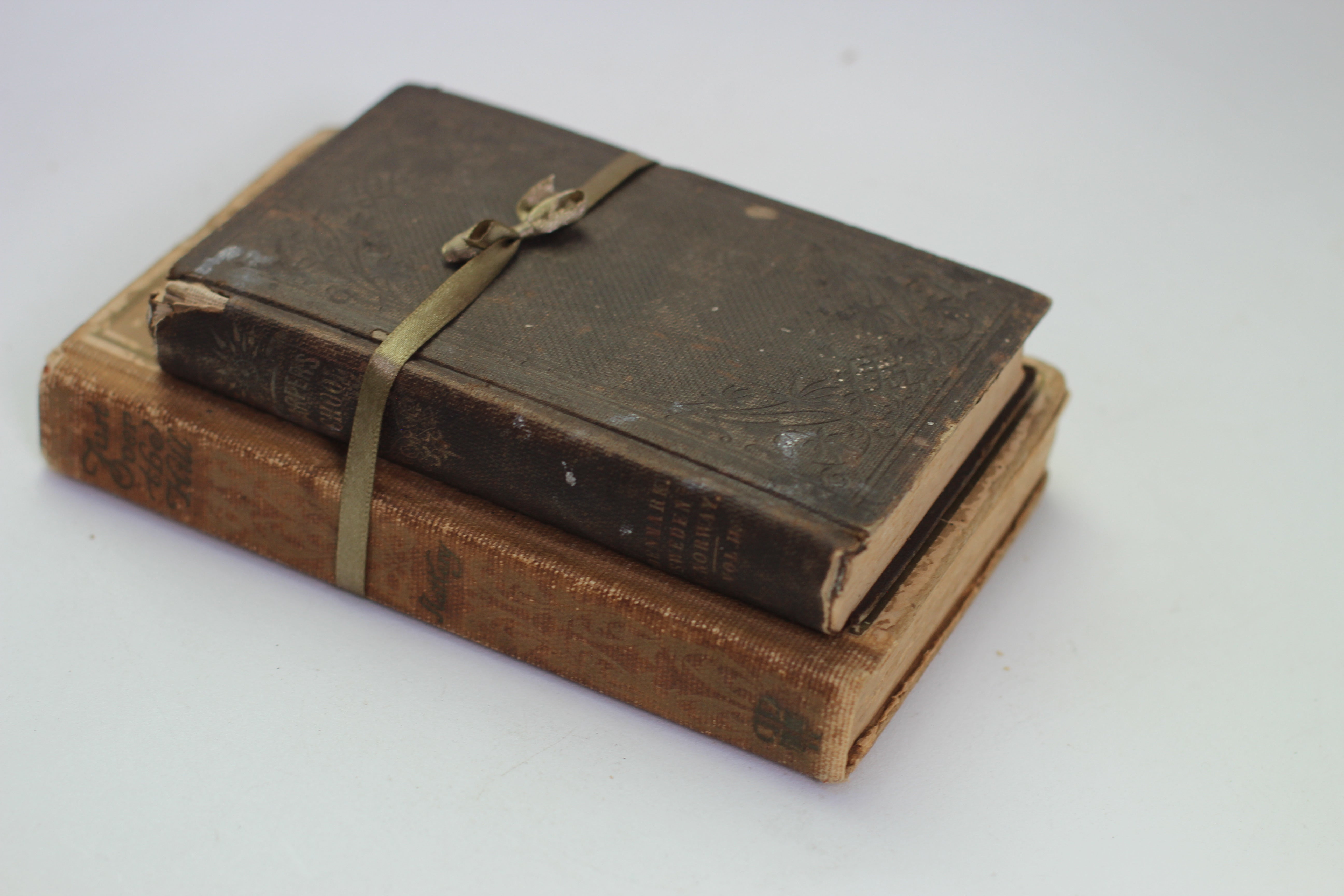 Two Antique Books Hardback Brown Colors