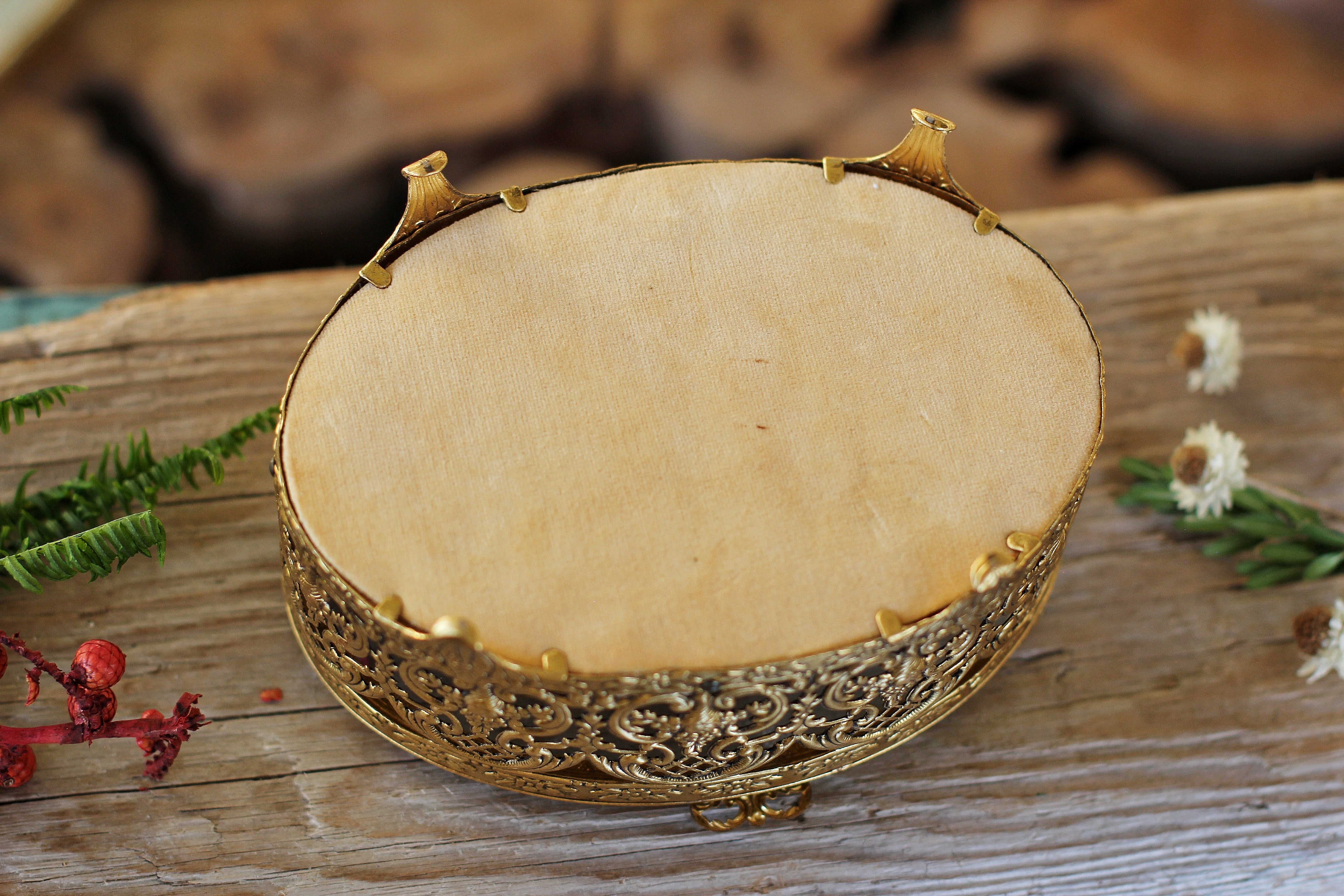 Antique Floral Dogwood Jewelry Box