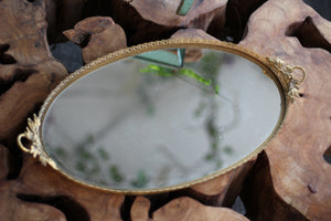 Antique Wreath Bronze Mirror Tray