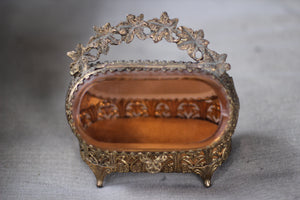 Antique Rare Amber Tinted Jewelry Box