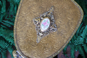 Antique Floral Gold Hand Mirror