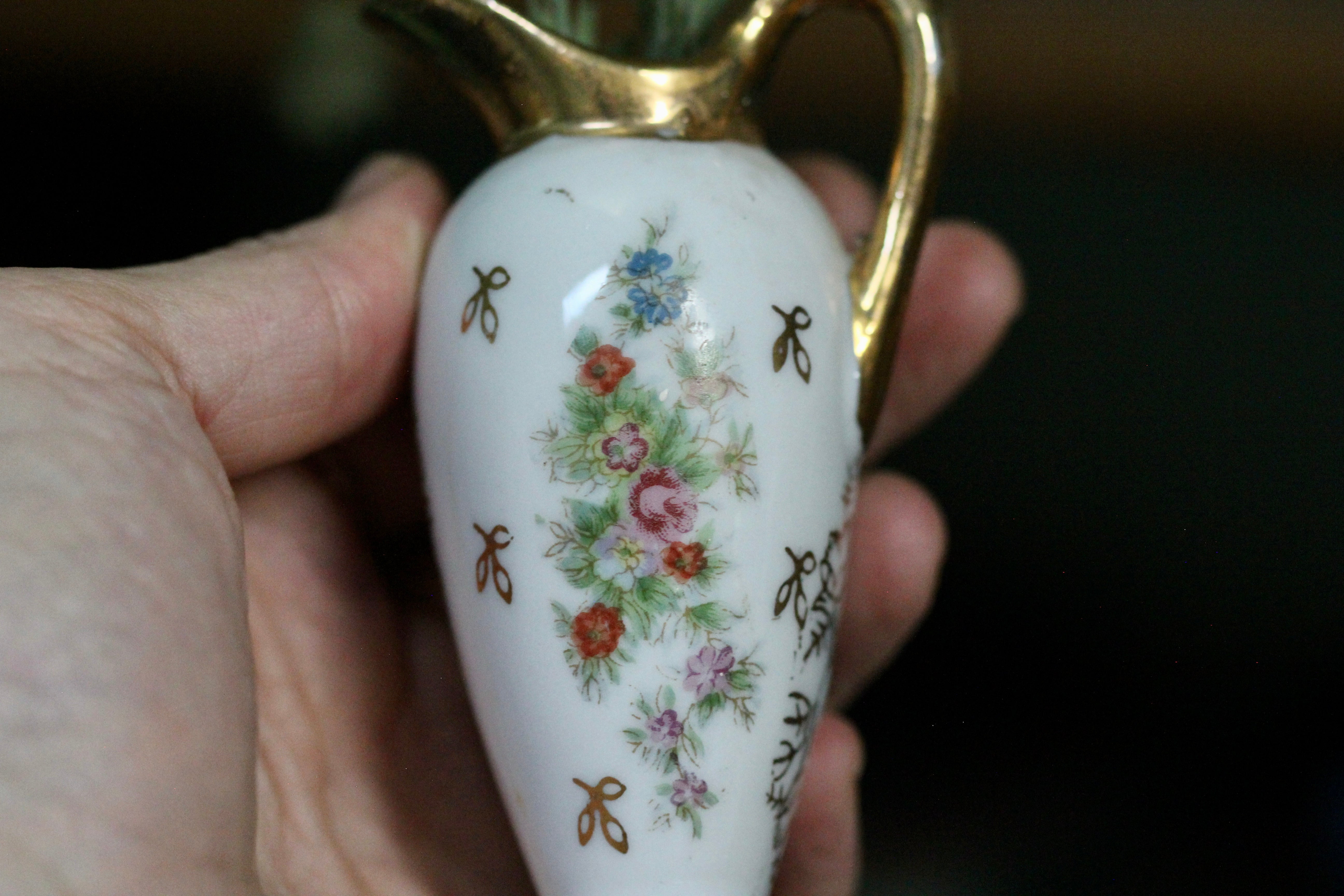 Antique Small Floral Porcelain Vase