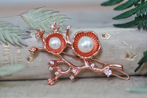 Discounted * Hibiscus Flowers Pearls & Crystals Barrette