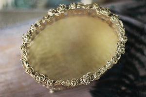 Antique Filigree Roses Floral Jewelry Box