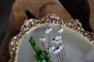 Antique Large Floral Roses Mirror Tray