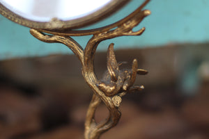 Vintage Matson Bird on Branch Vanity Pedestal Mirror