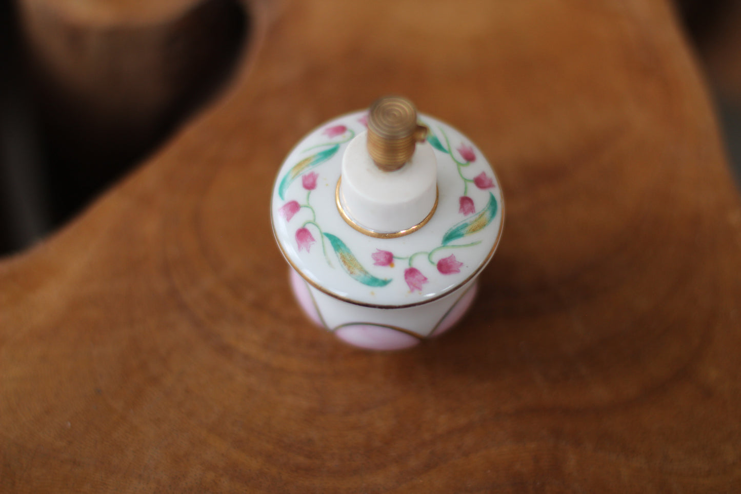 Antique Tulips Floral Porcelain Perfume Bottle