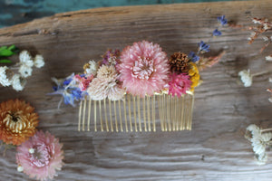 Preorder * Rustic Dried Flowers Hair Comb