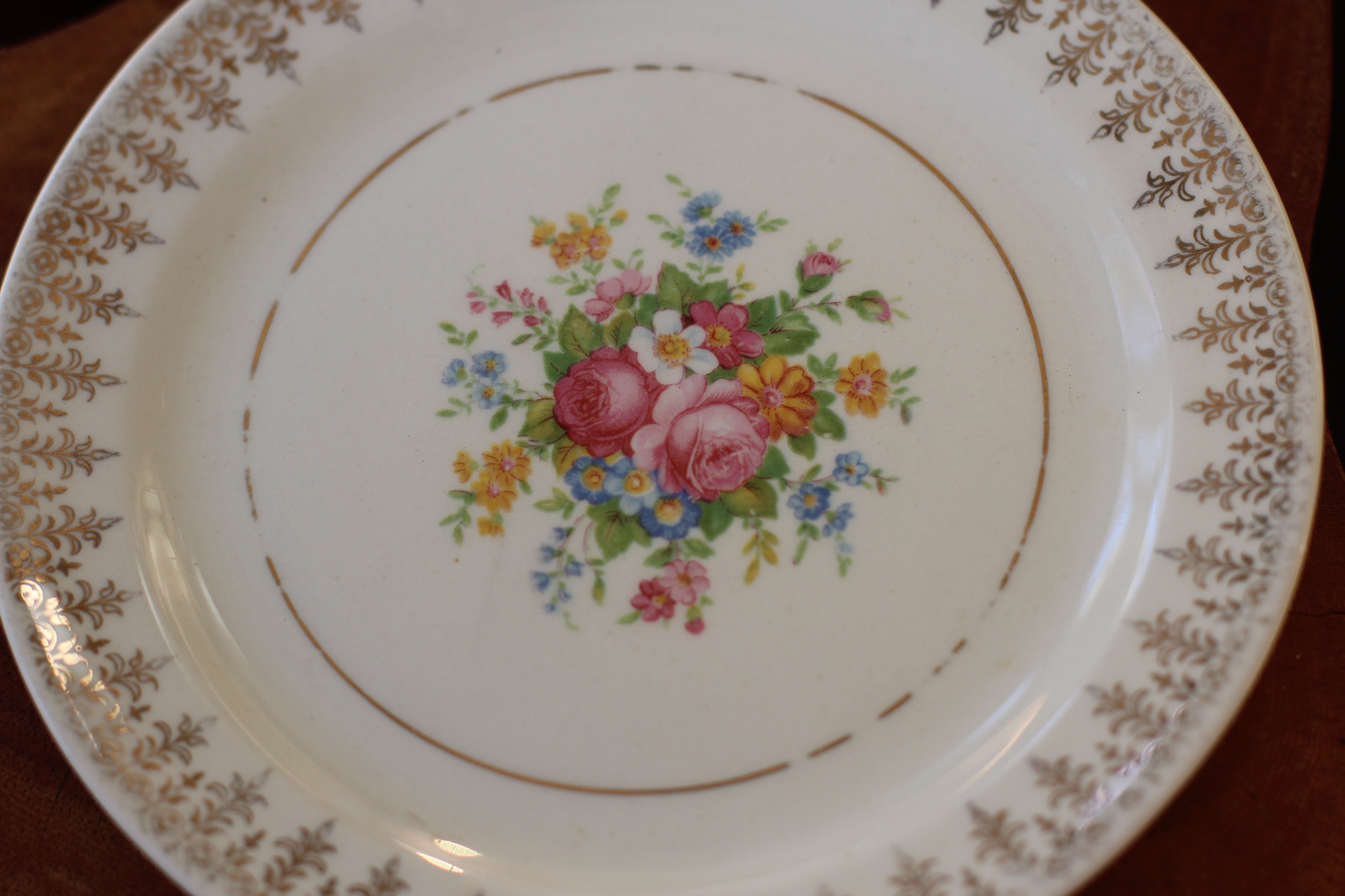 Vintage Taylor Smith Floral Plate Set