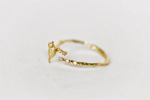Birds Sitting on a Branch w/ Crystals Ring