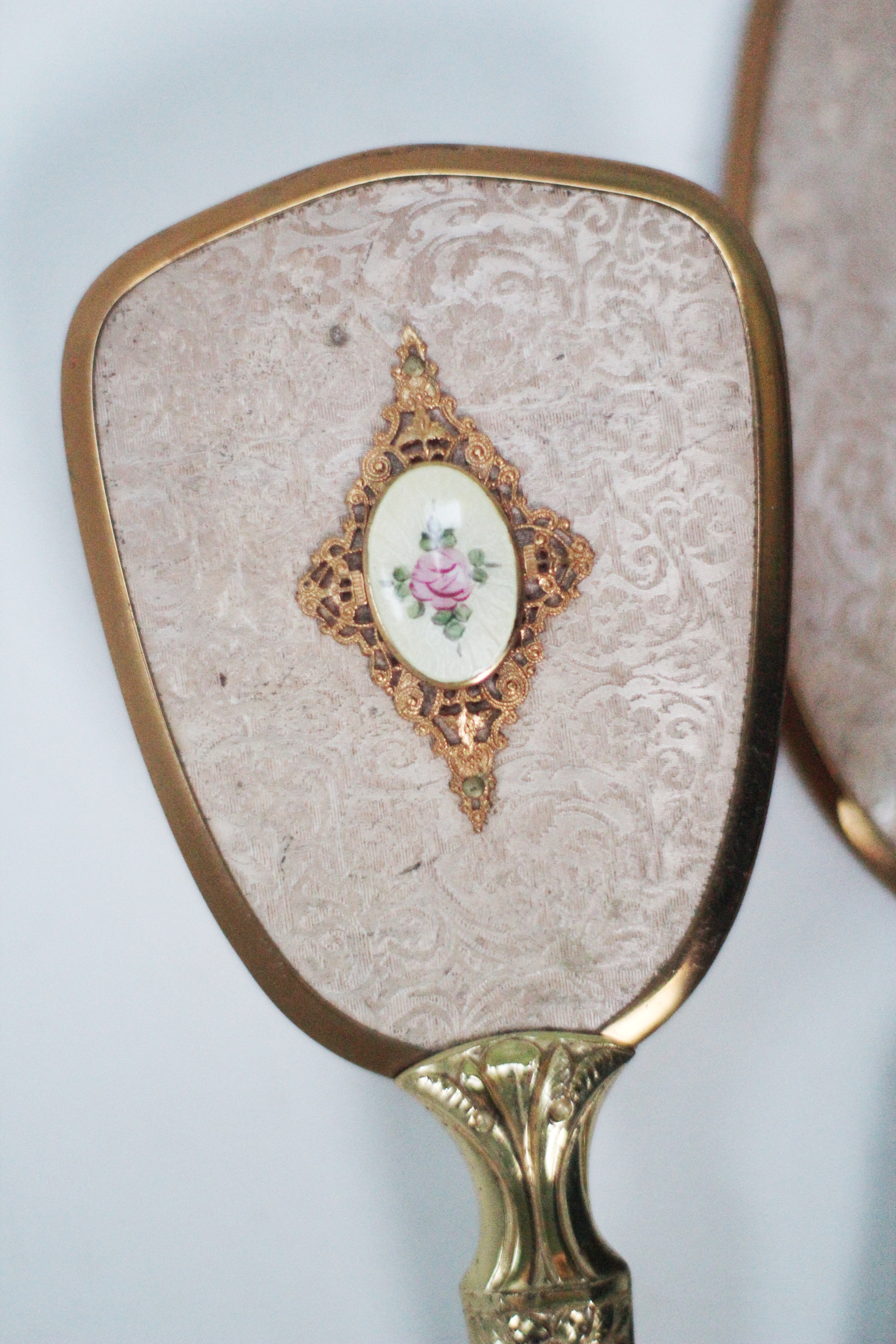 Antique Pink Floral Vanity Set