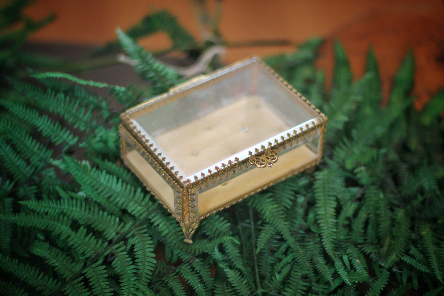 Vintage Tufted Glass Jewelry Box