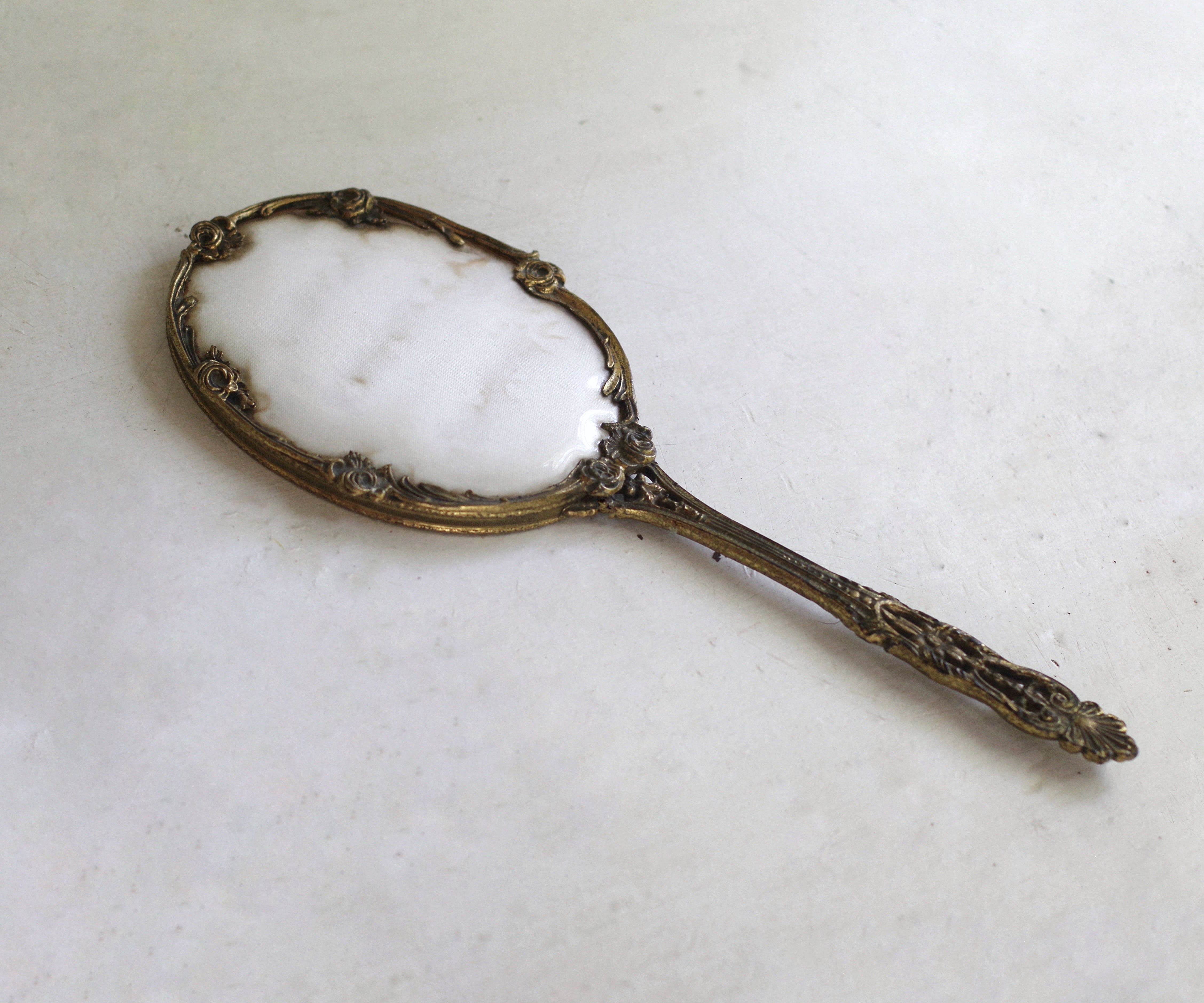 Antique Floral Hand Mirror