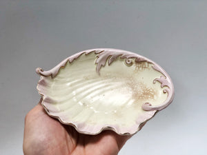 Antique Hampshire Pottery Seashell Porcelain Dish / Tiny Tray