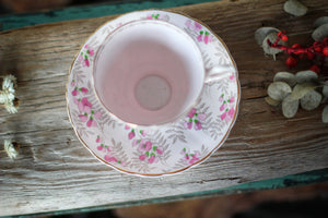 Vintage Sweet Pea Pink Flowers Tuscan Tea Cup Set