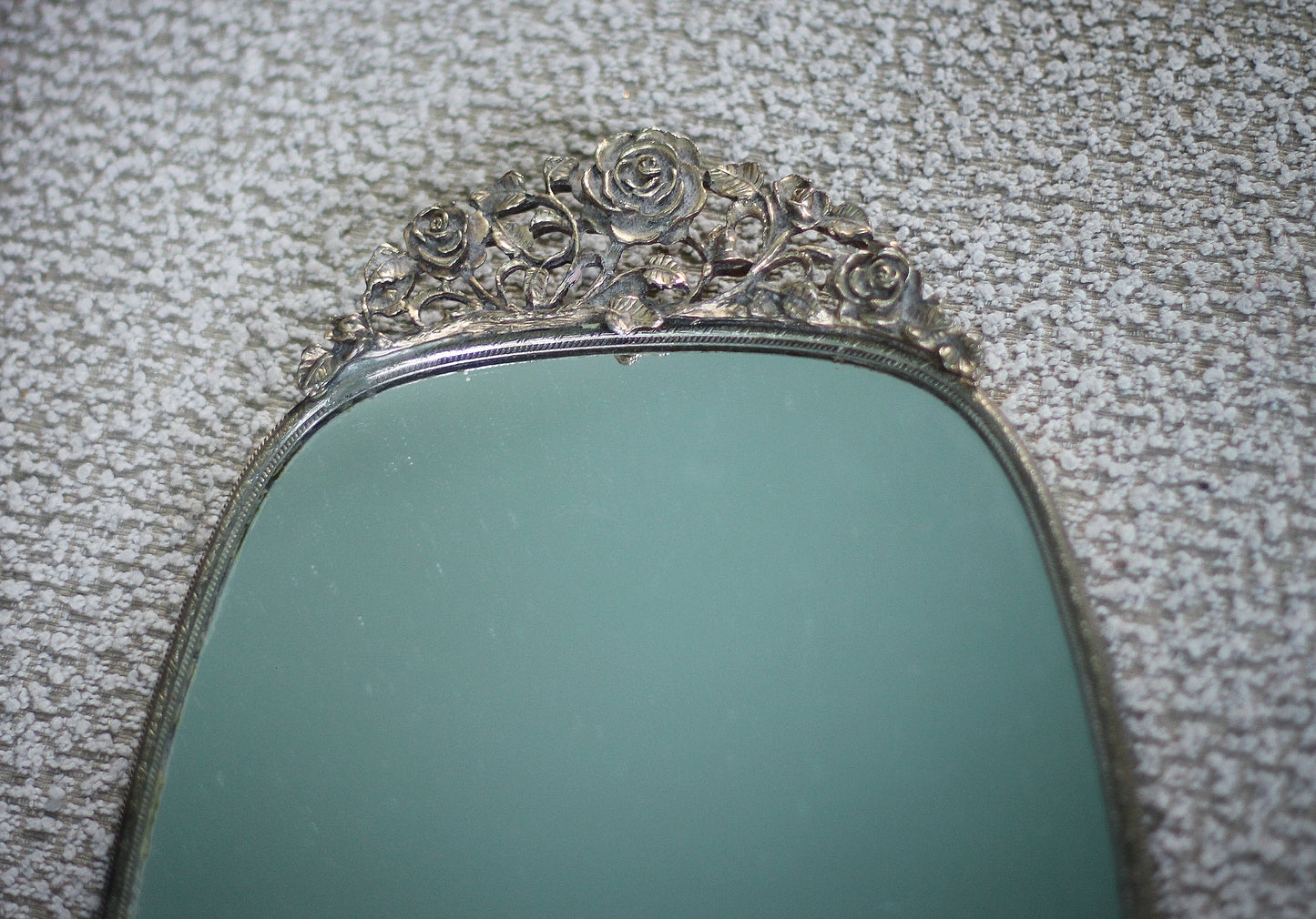 Antique Roses / Poppy Bronze Filigree Mirror Tray