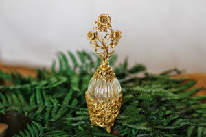 Antique Gold Floral Perfume Bottle