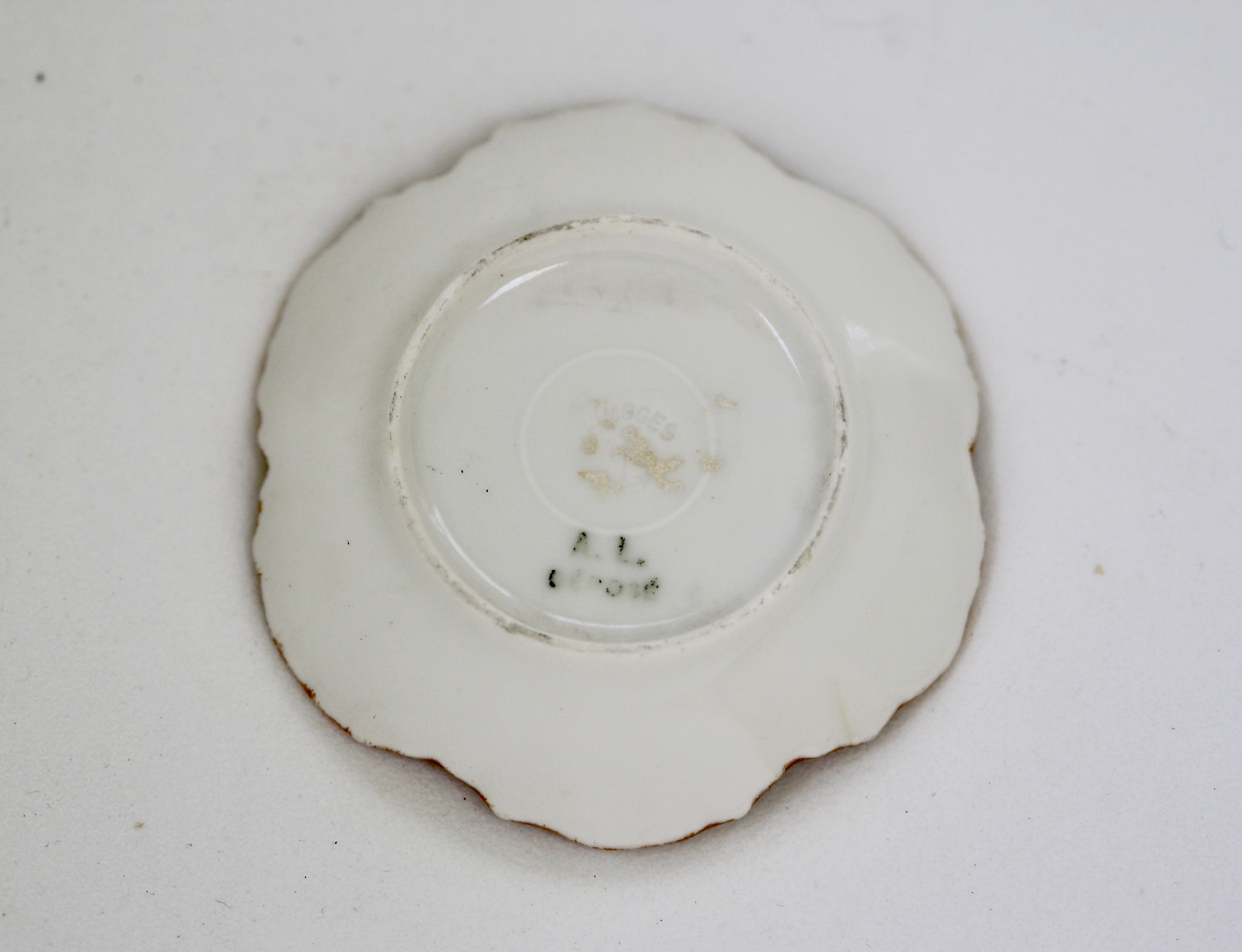 Antique Blue Floral Porcelain Ring Dish
