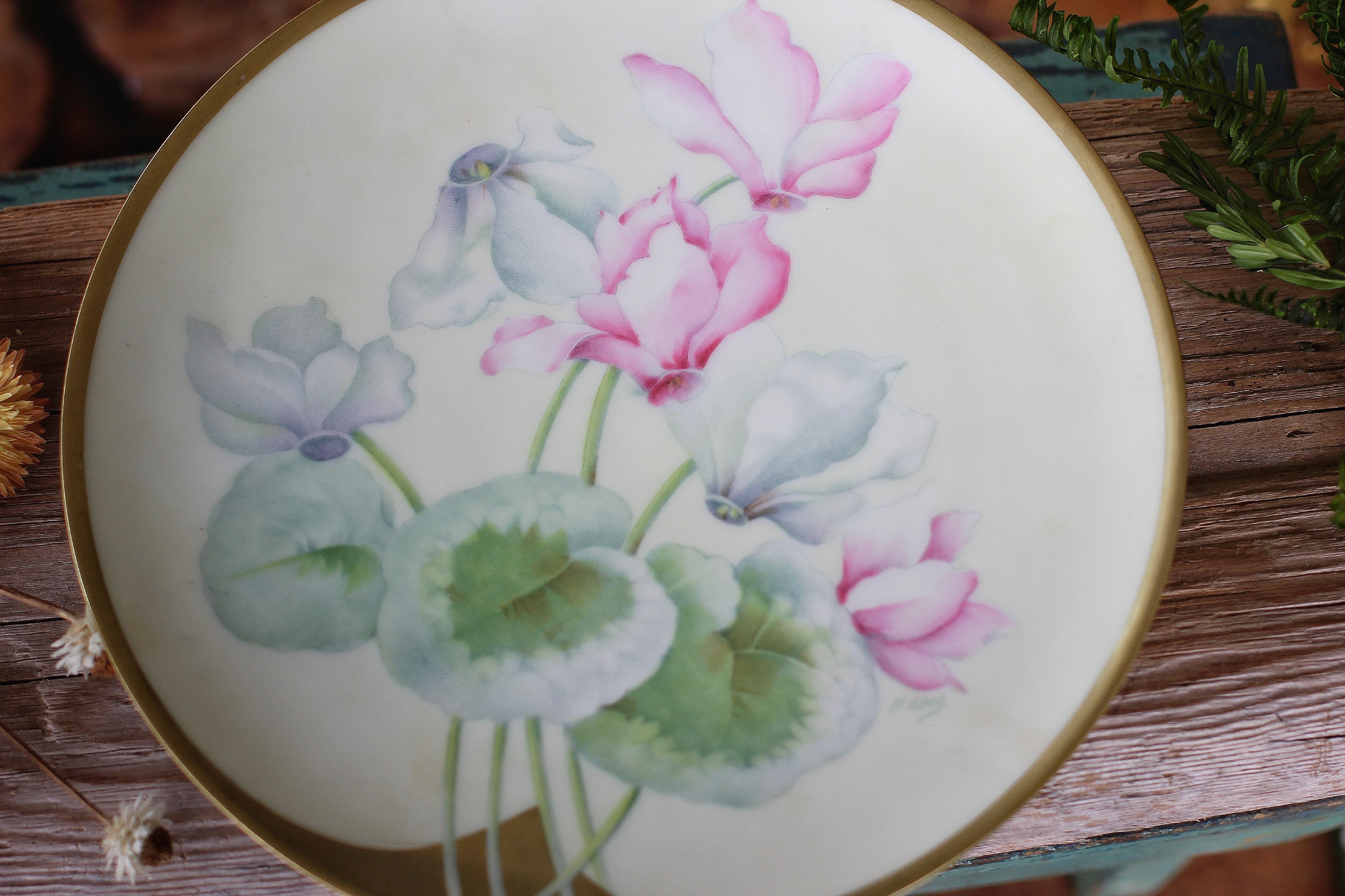 Vintage Porcelain Cyclamen PT Tirschenreuth Plate