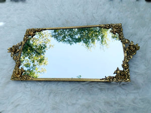 Antique Rectangle Roses Mirror Tray
