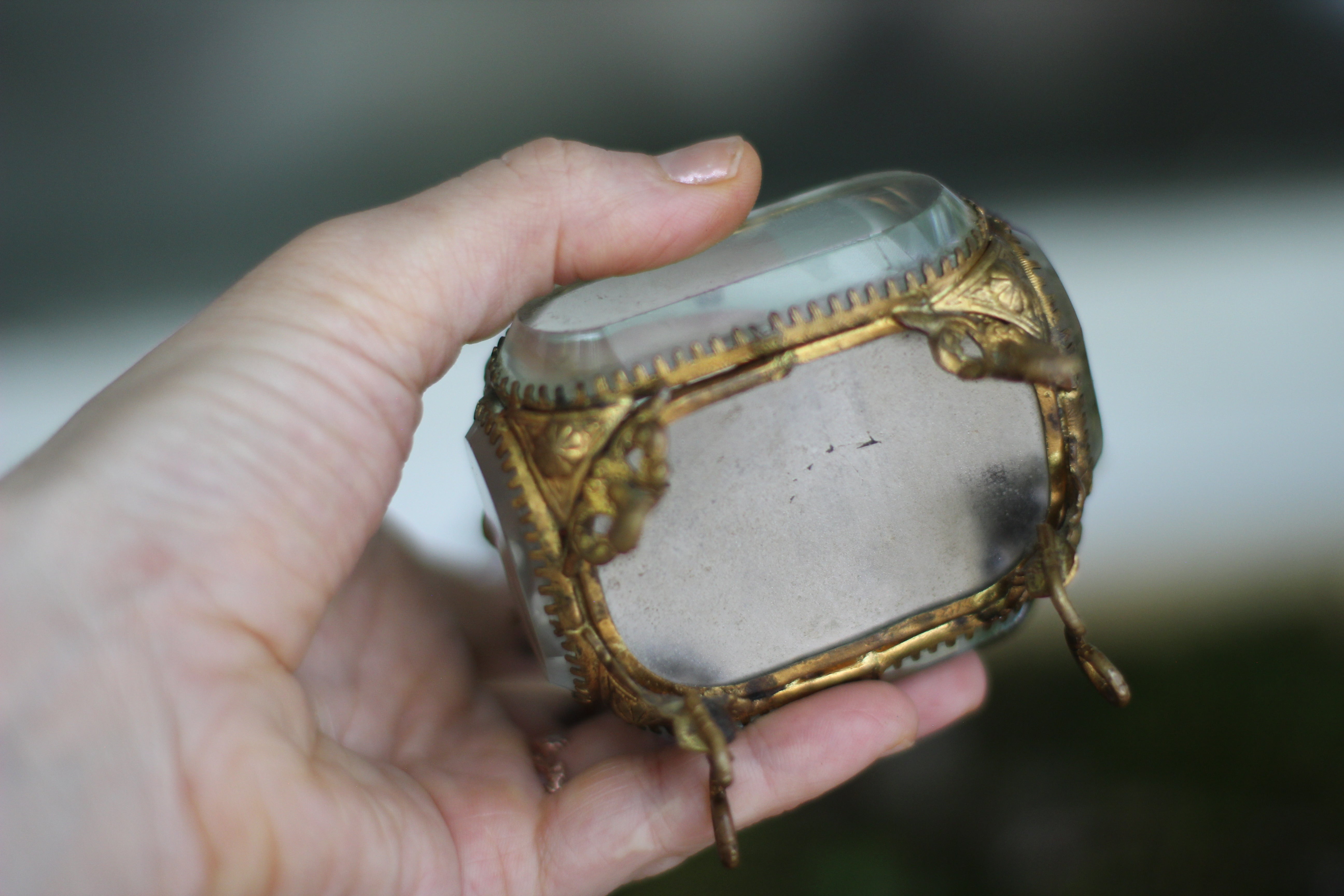 Antique Rare French Morning glory Jewelry Box