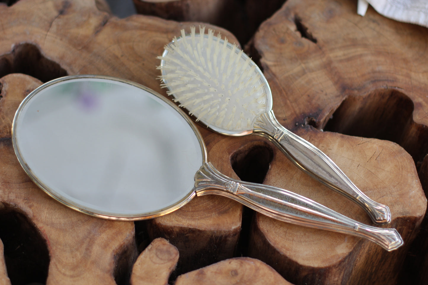 Antique Floral Gold Raised Roses Vanity Set