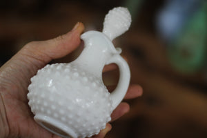 Antique White Glass Hobnail Decanter