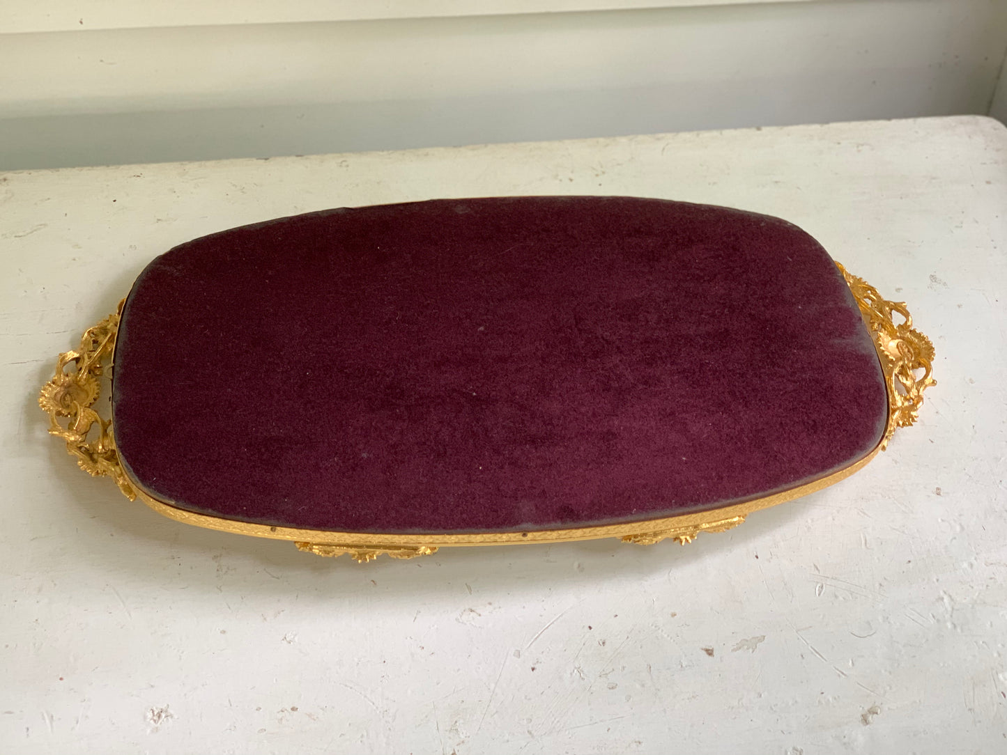 Antique Matson Sunflowers Mirror Tray