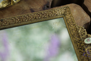 Antique Floral Roses Guiloche Mirror Tray